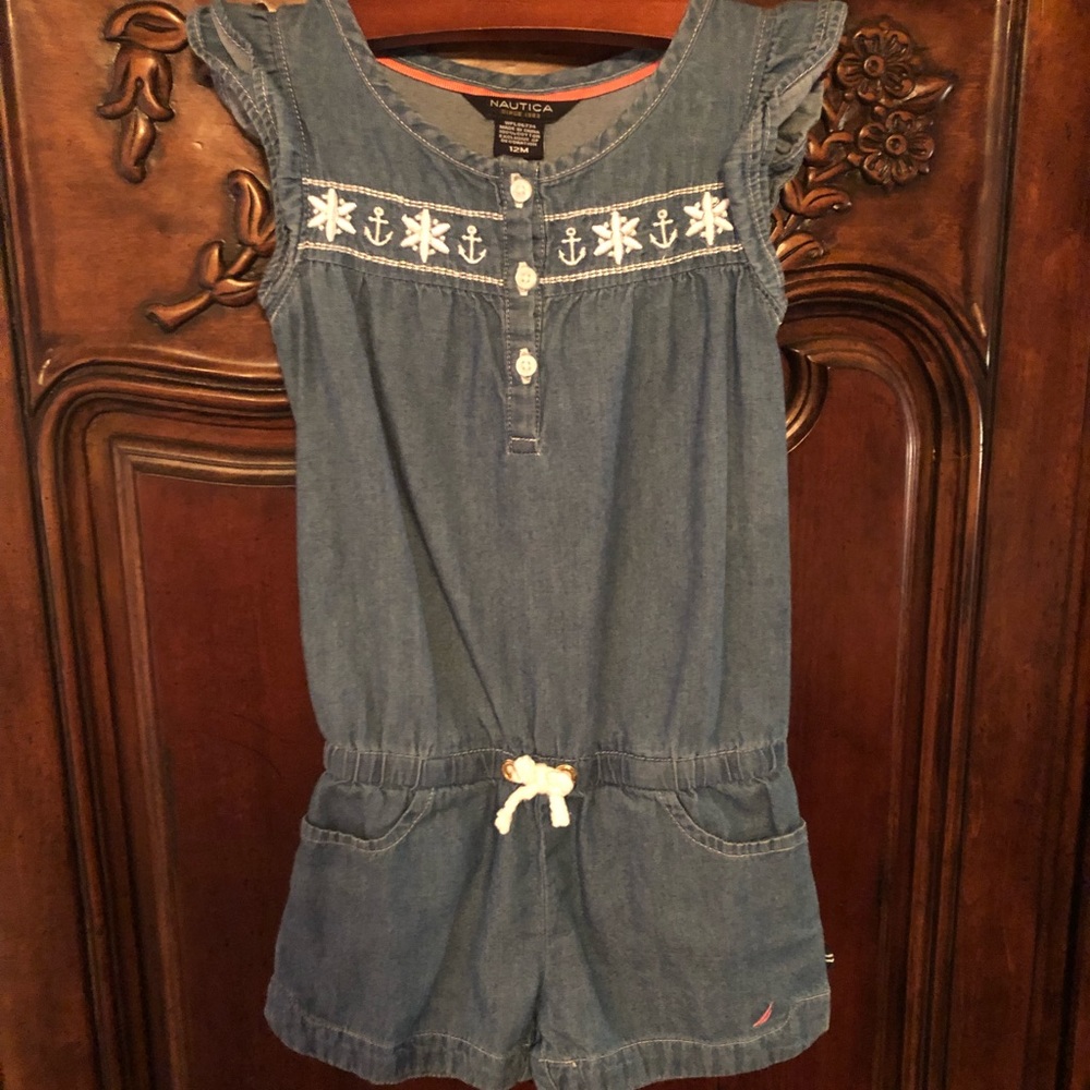 Nautica Blue Jean Romper 12M